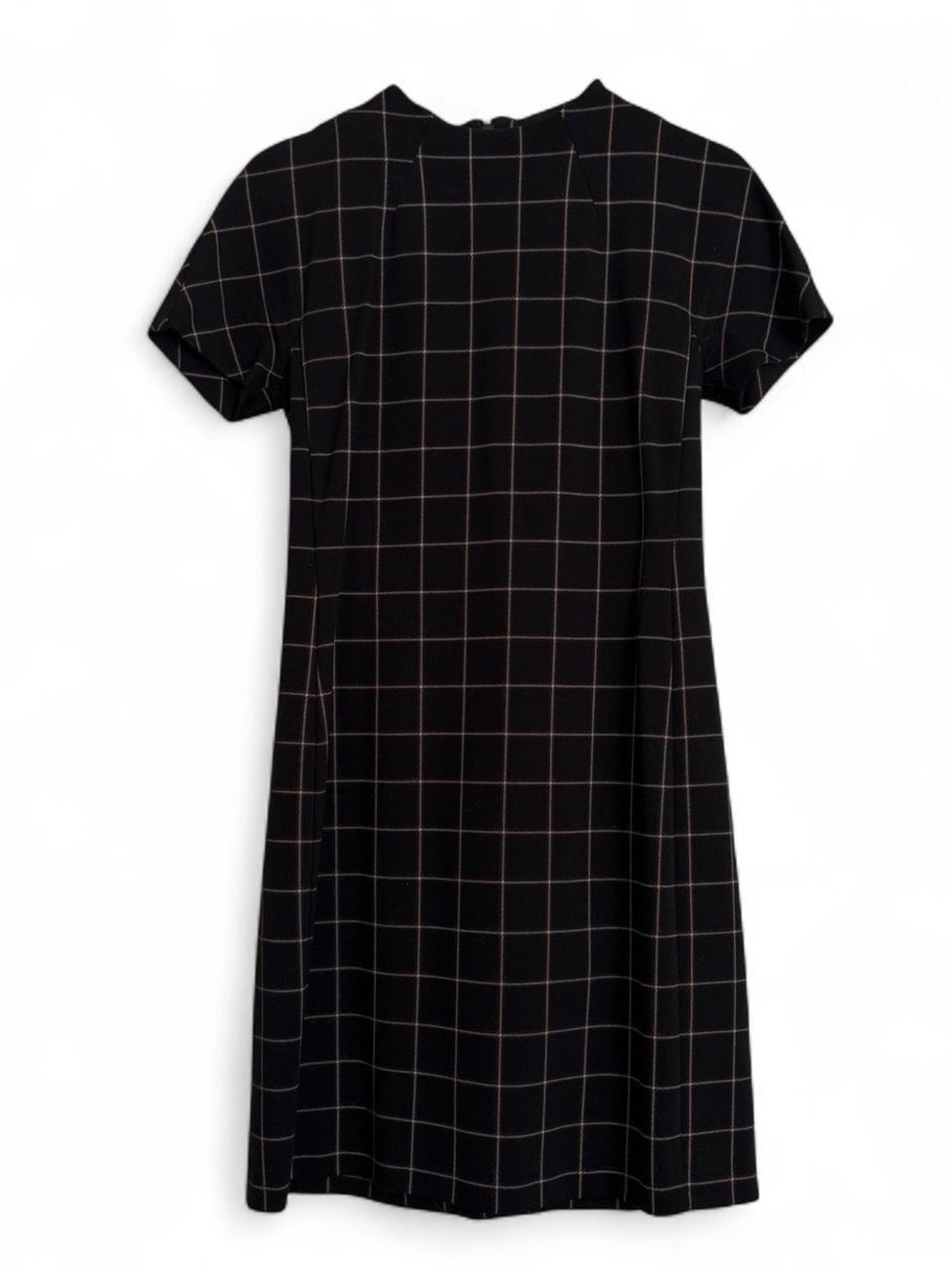 Theory Black Windowpane Midi Shift Dress